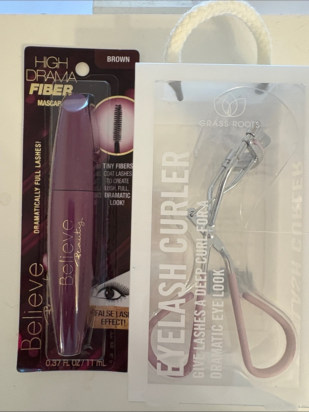 Believe Beauty High Drama Fiber Mascara & Grass Roots Eyelash Curler - Brown